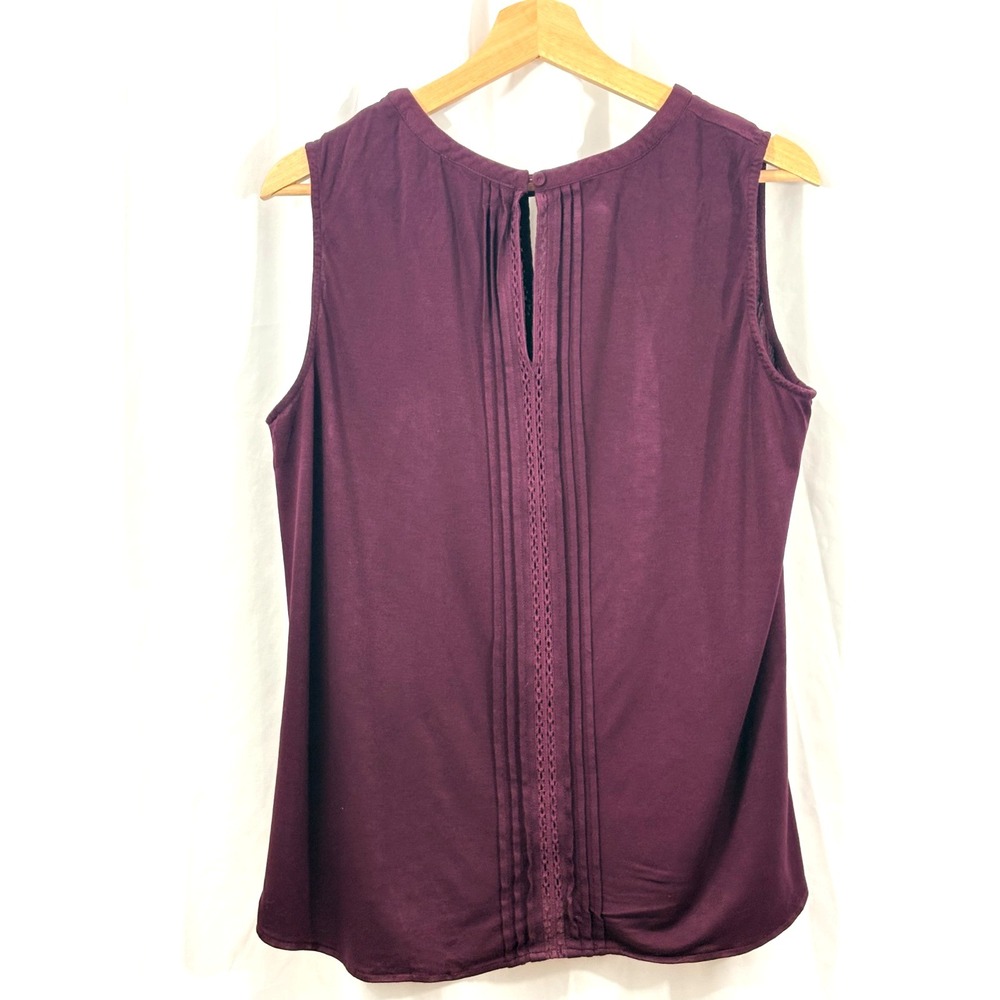danielrainn Women's Keyhole Sleeveless Top-Crochet Details- Burgundy, Size Large - Picture 2 of 5